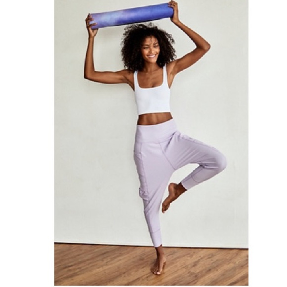 Free People High Rise Take a Hike Harem Jogger Pant Large Lilac/Dusty Pink New